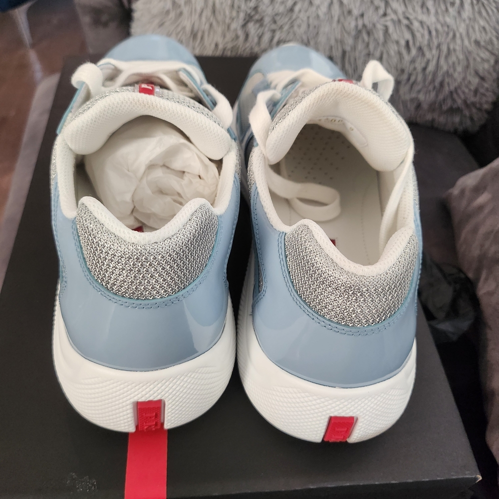 Prada Men's Sneakers in Sky Blue and Gray - Picture 4 of 10